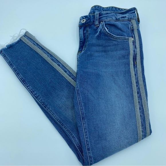 Pilcro and the Letterpress Denim - Anthropology Pilcro and the Letterpress Side Stripe Raw Hem Skinny Jeans